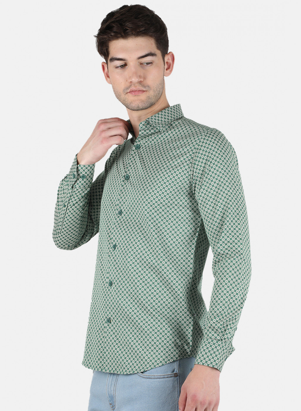 Men Green Printed Shirt