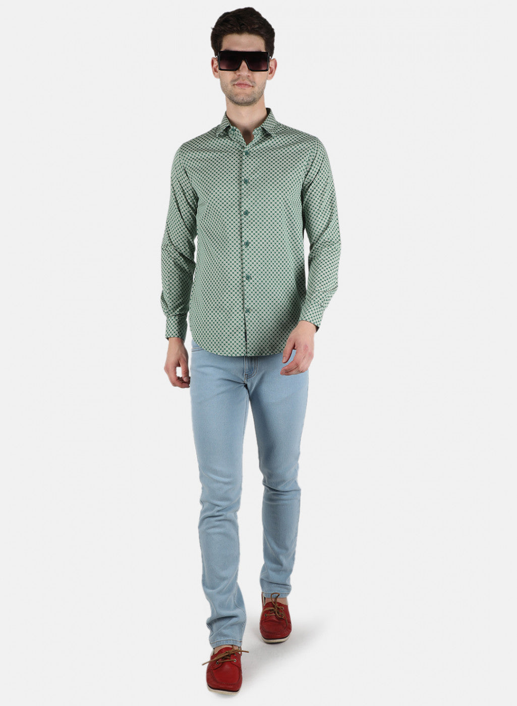 Men Green Printed Shirt