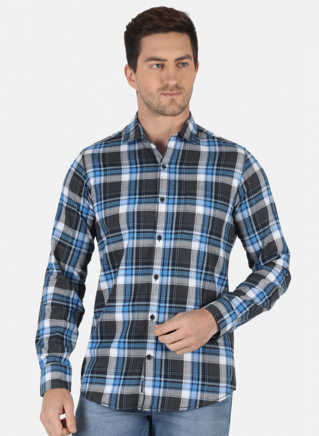 Men Grey Check Shirt