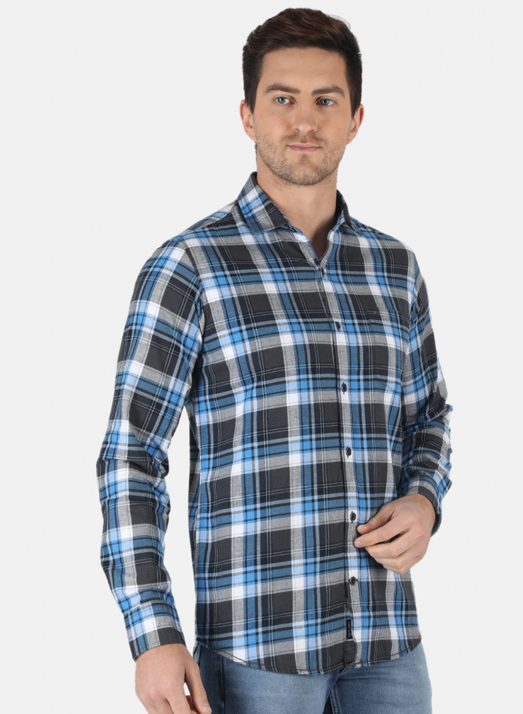 Men Grey Check Shirt