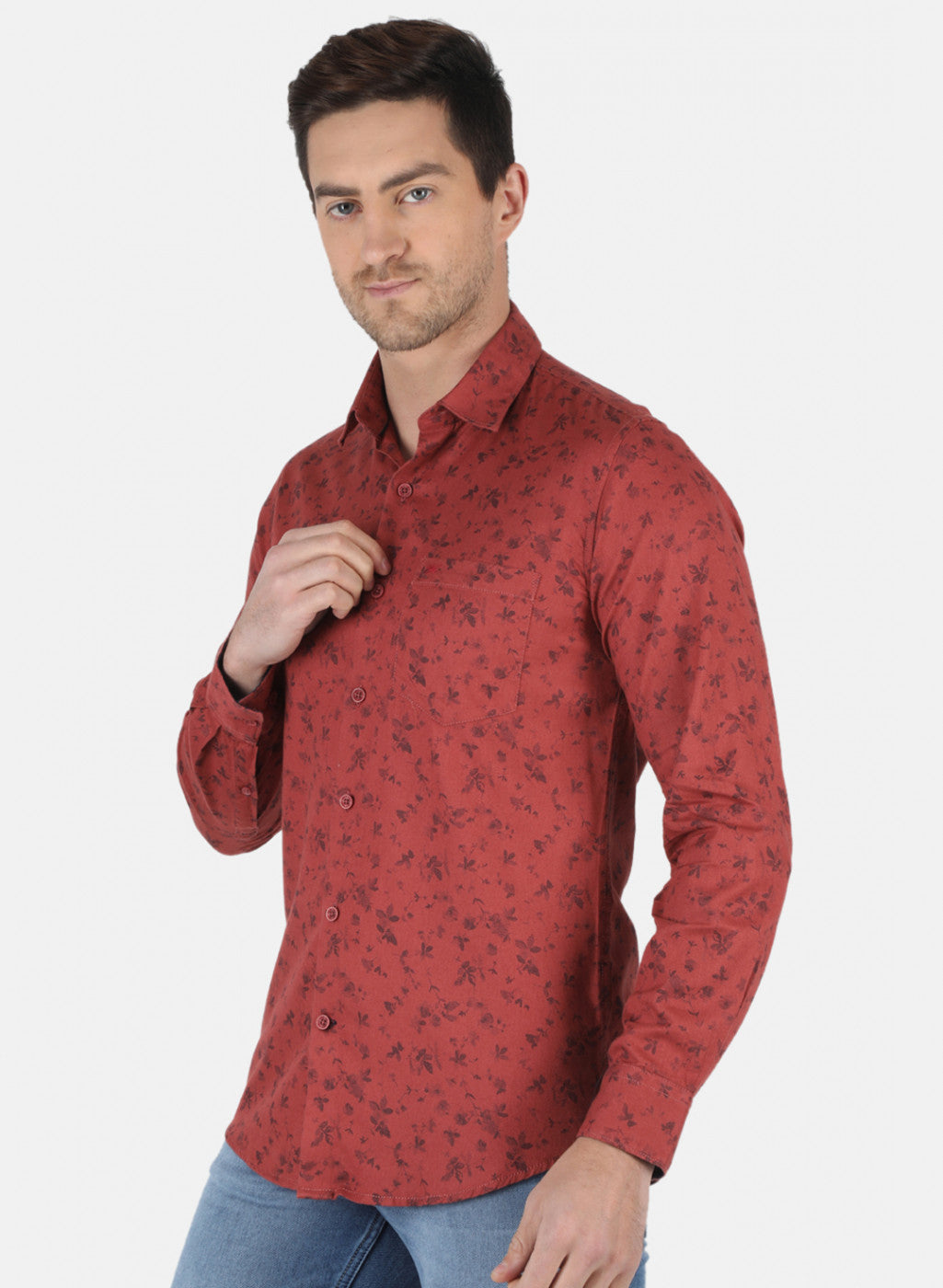 Men Orange Printed Shirt