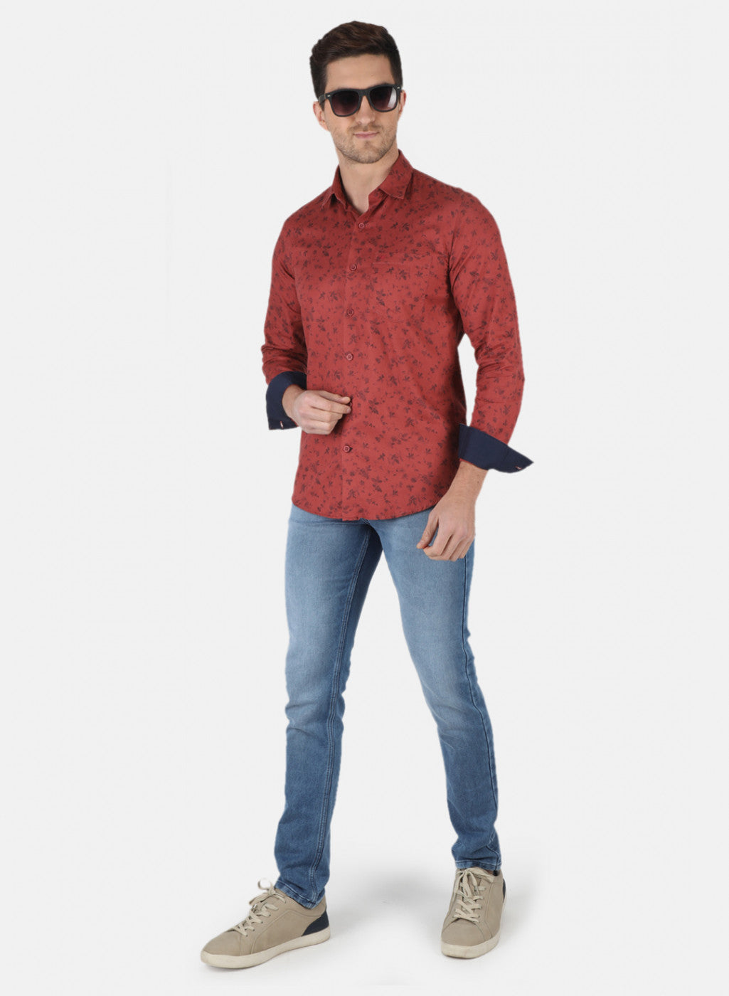 Men Orange Printed Shirt