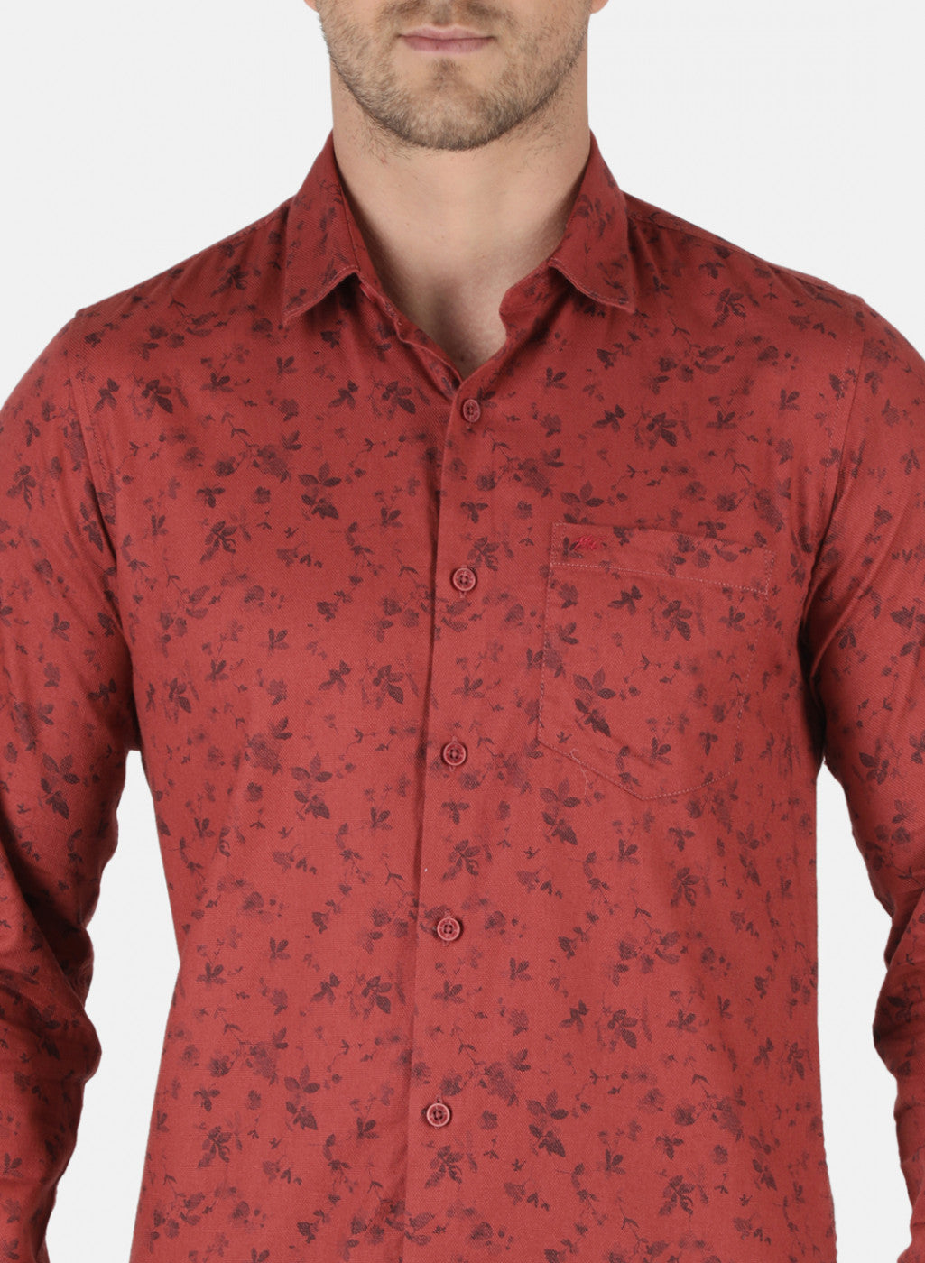 Men Orange Printed Shirt