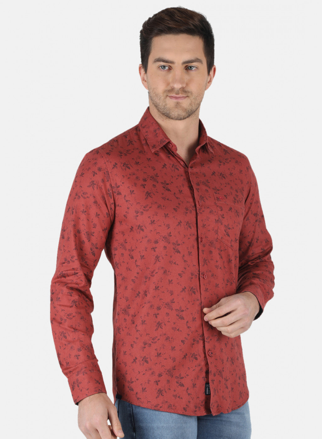 Men Orange Printed Shirt