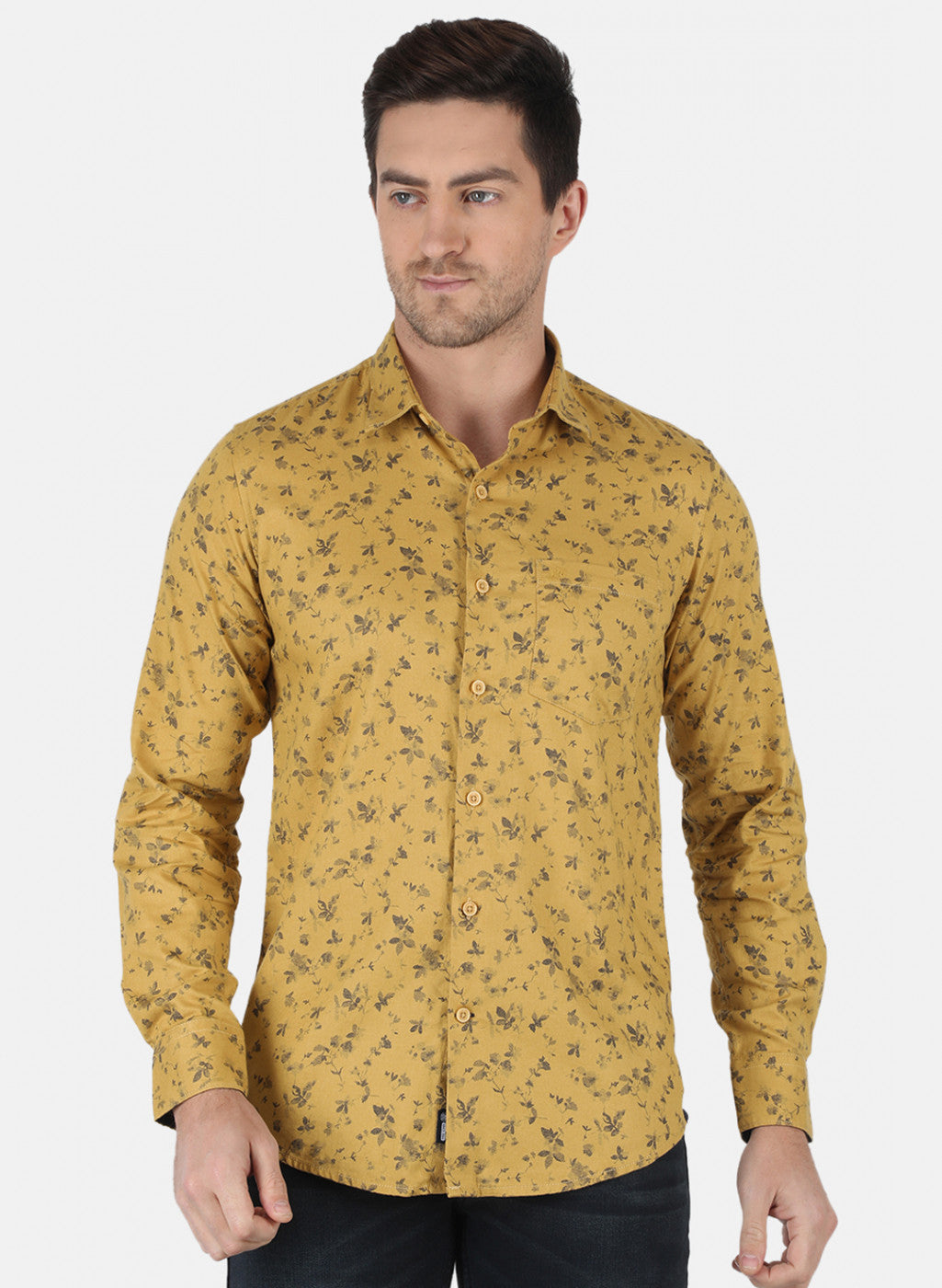 Men Mustard Printed Shirt