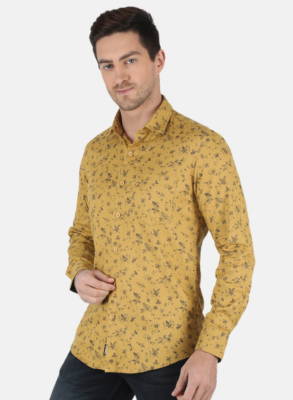 Men Mustard Printed Shirt