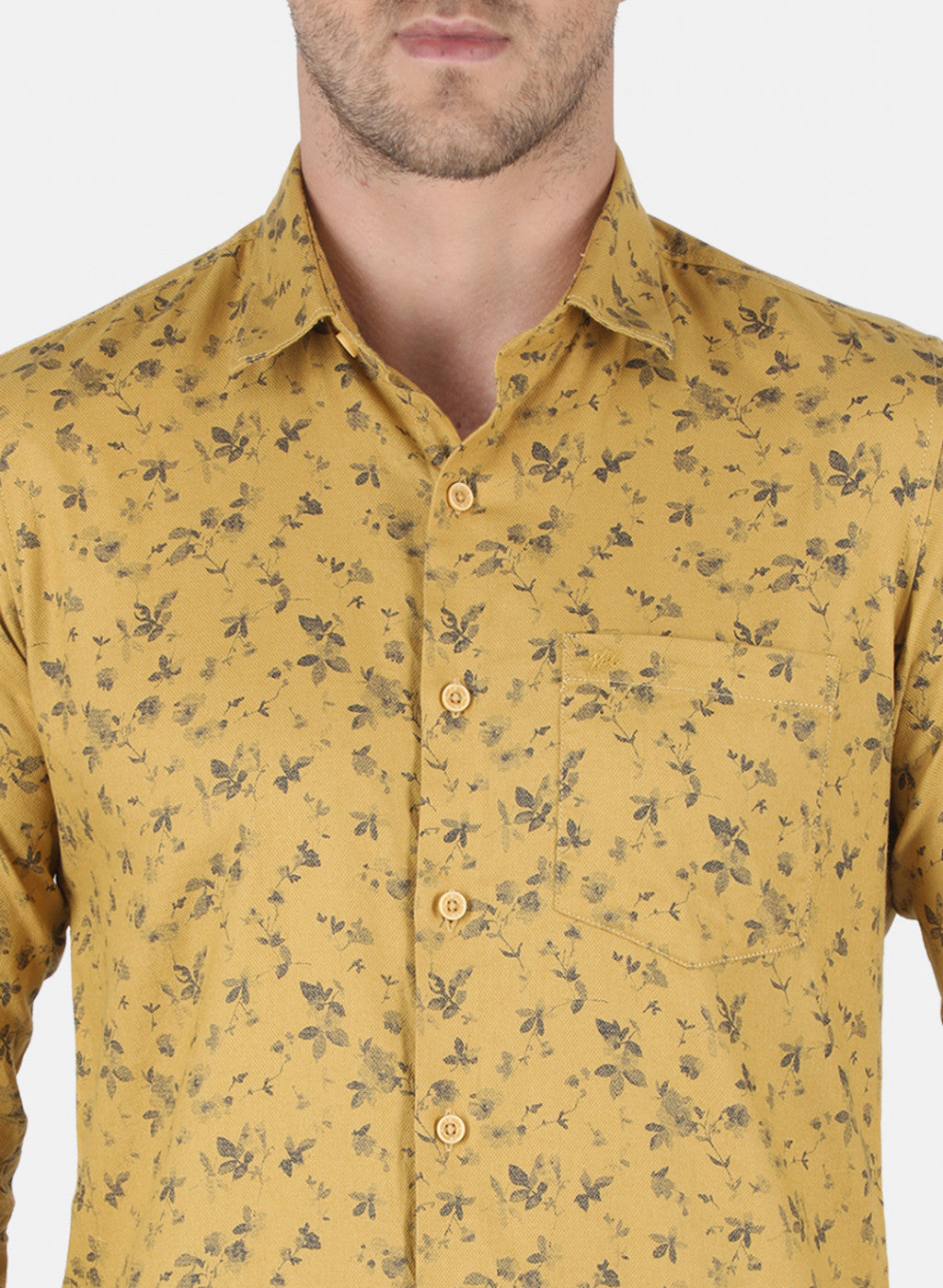 Men Mustard Printed Shirt