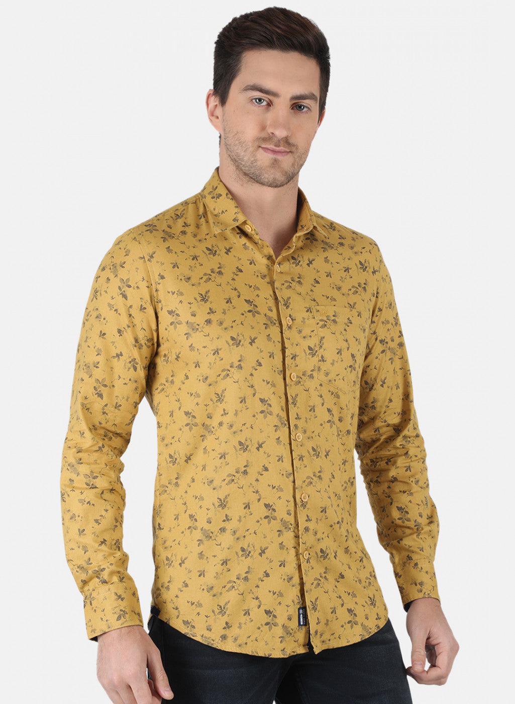 Men Mustard Printed Shirt