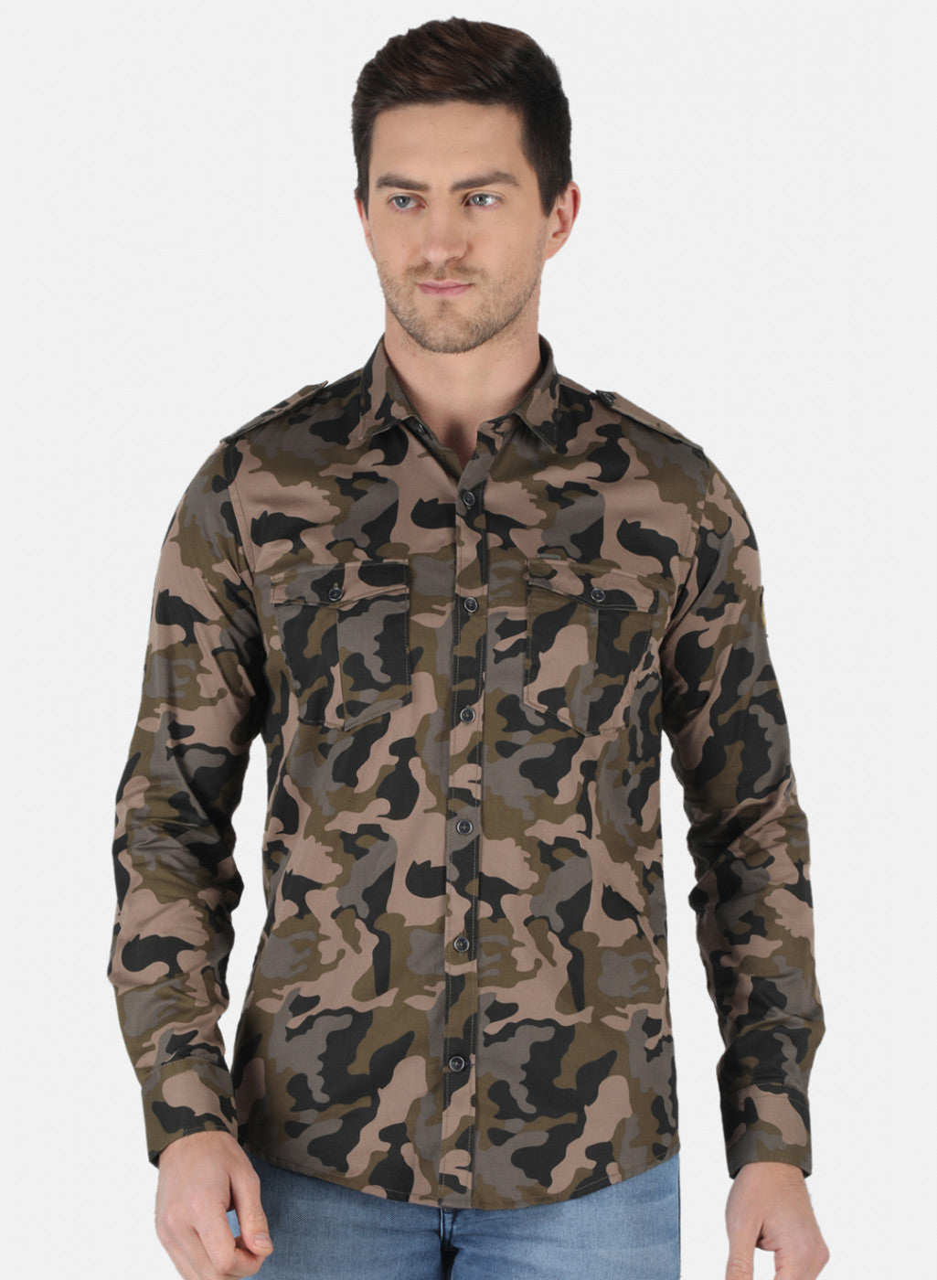 Men Olive Printed Shirt