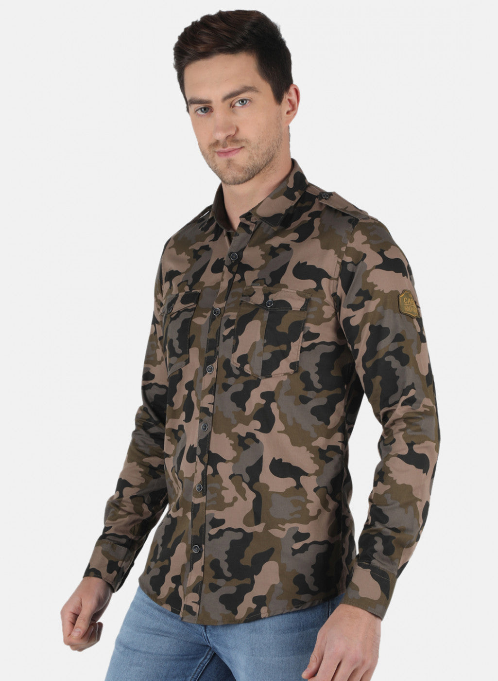 Men Olive Printed Shirt