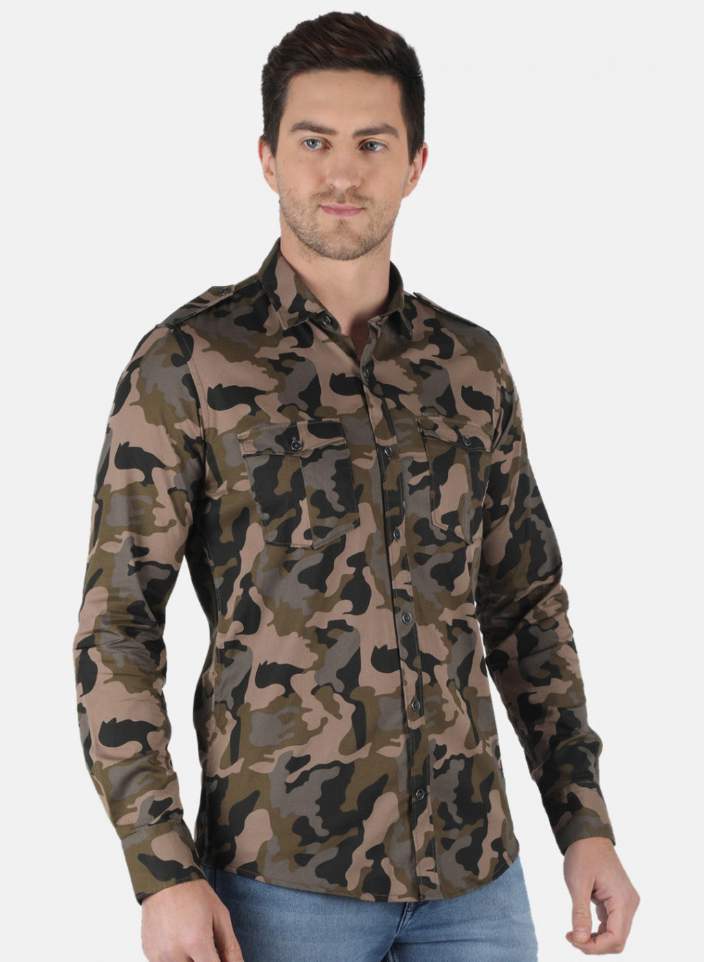 Men Olive Printed Shirt