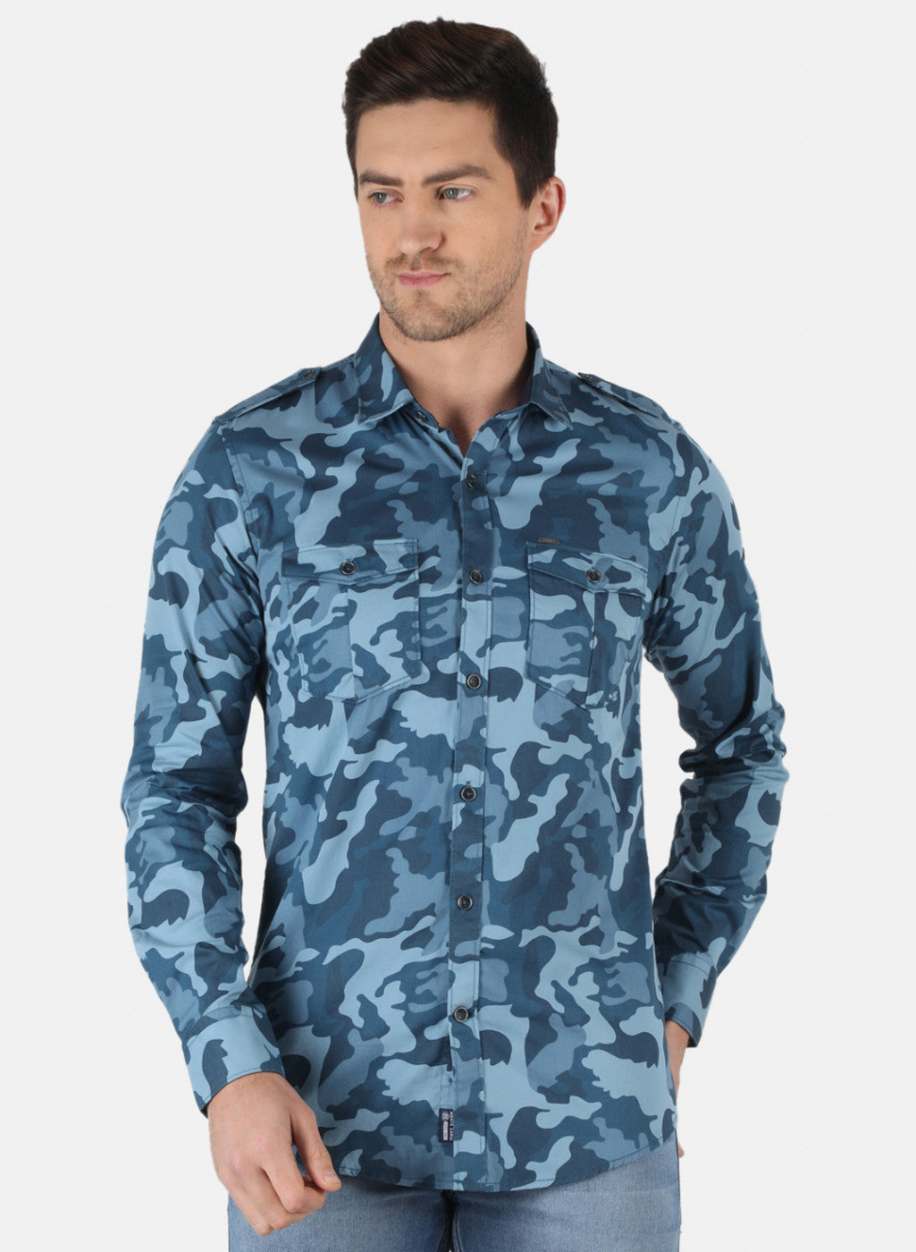 Men NAvy Blue Printed Shirt