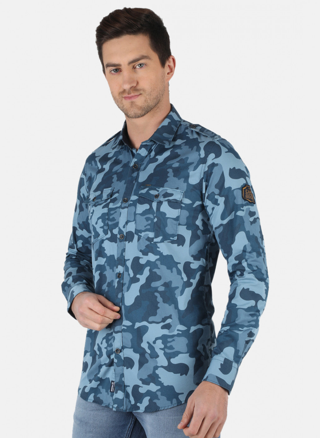 Men NAvy Blue Printed Shirt