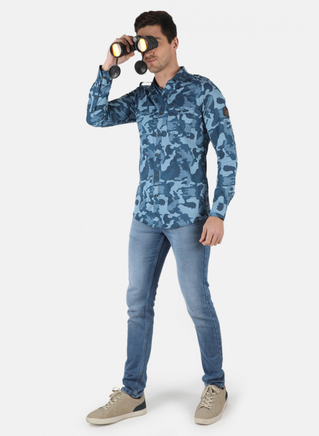 Men NAvy Blue Printed Shirt