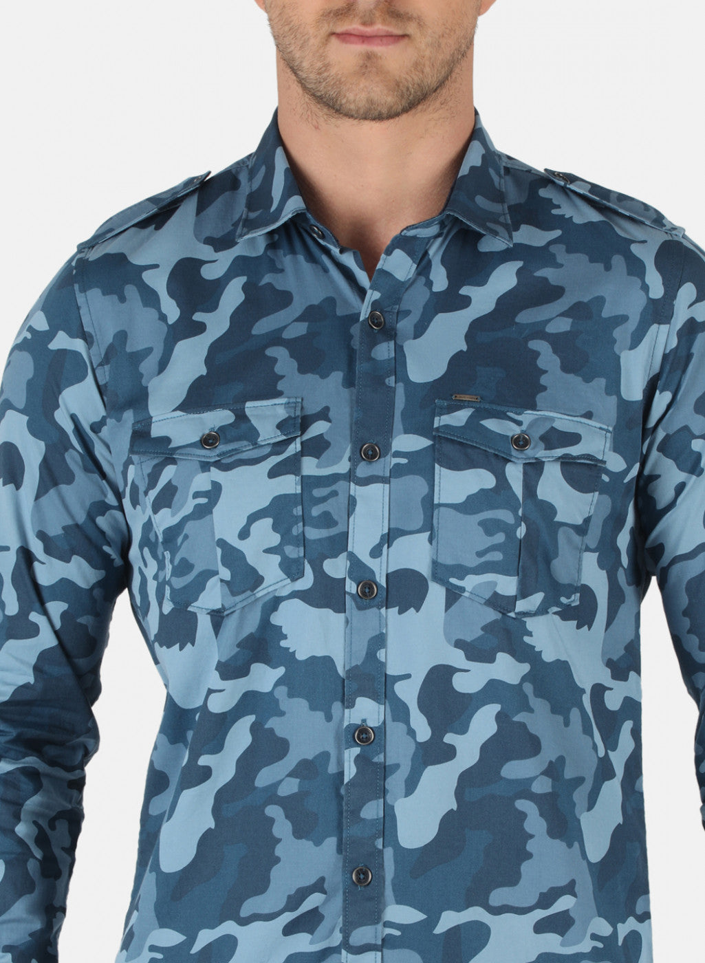 Men NAvy Blue Printed Shirt