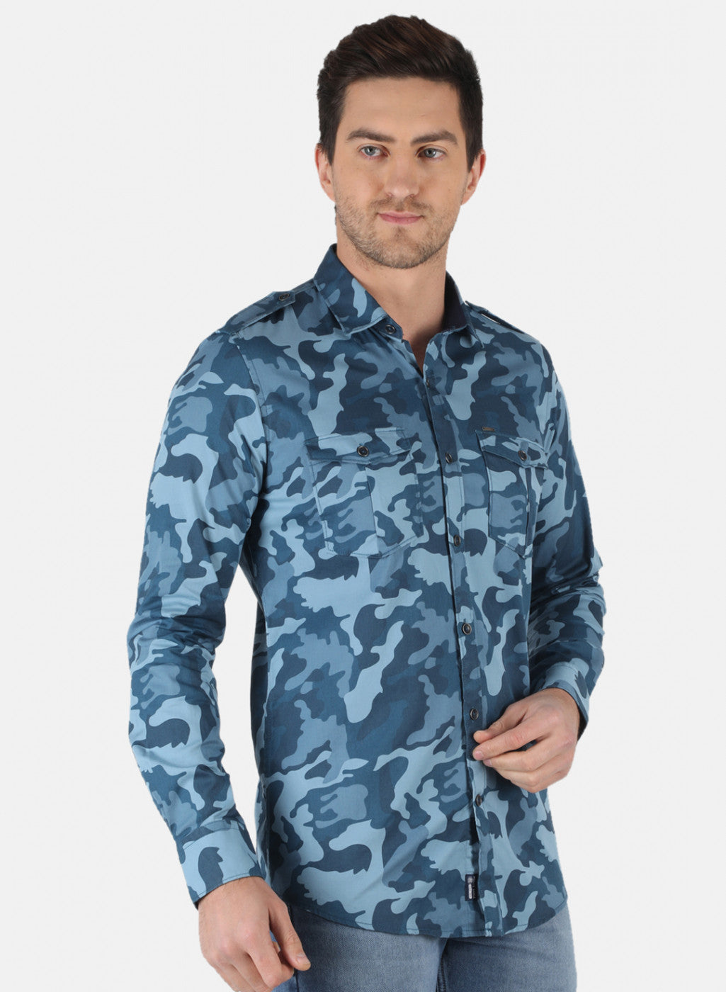 Men NAvy Blue Printed Shirt