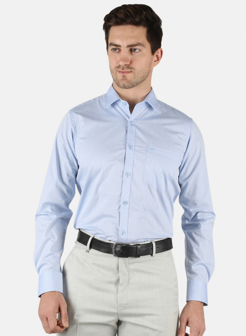 Men Sky Blue Check Shirt