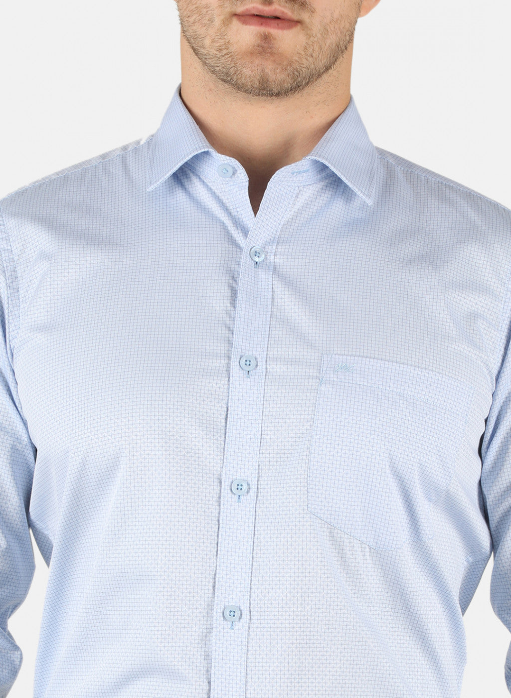 Men Sky Blue Check Shirt