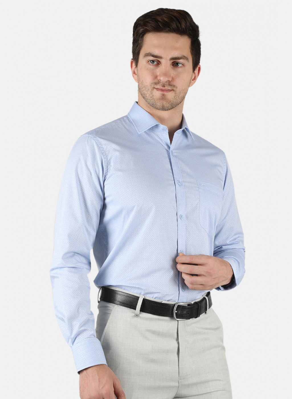 Men Sky Blue Check Shirt