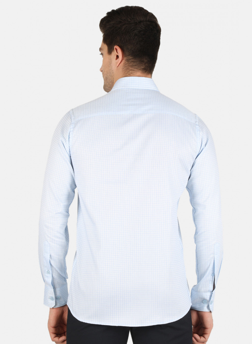 Men Blue Check Shirt