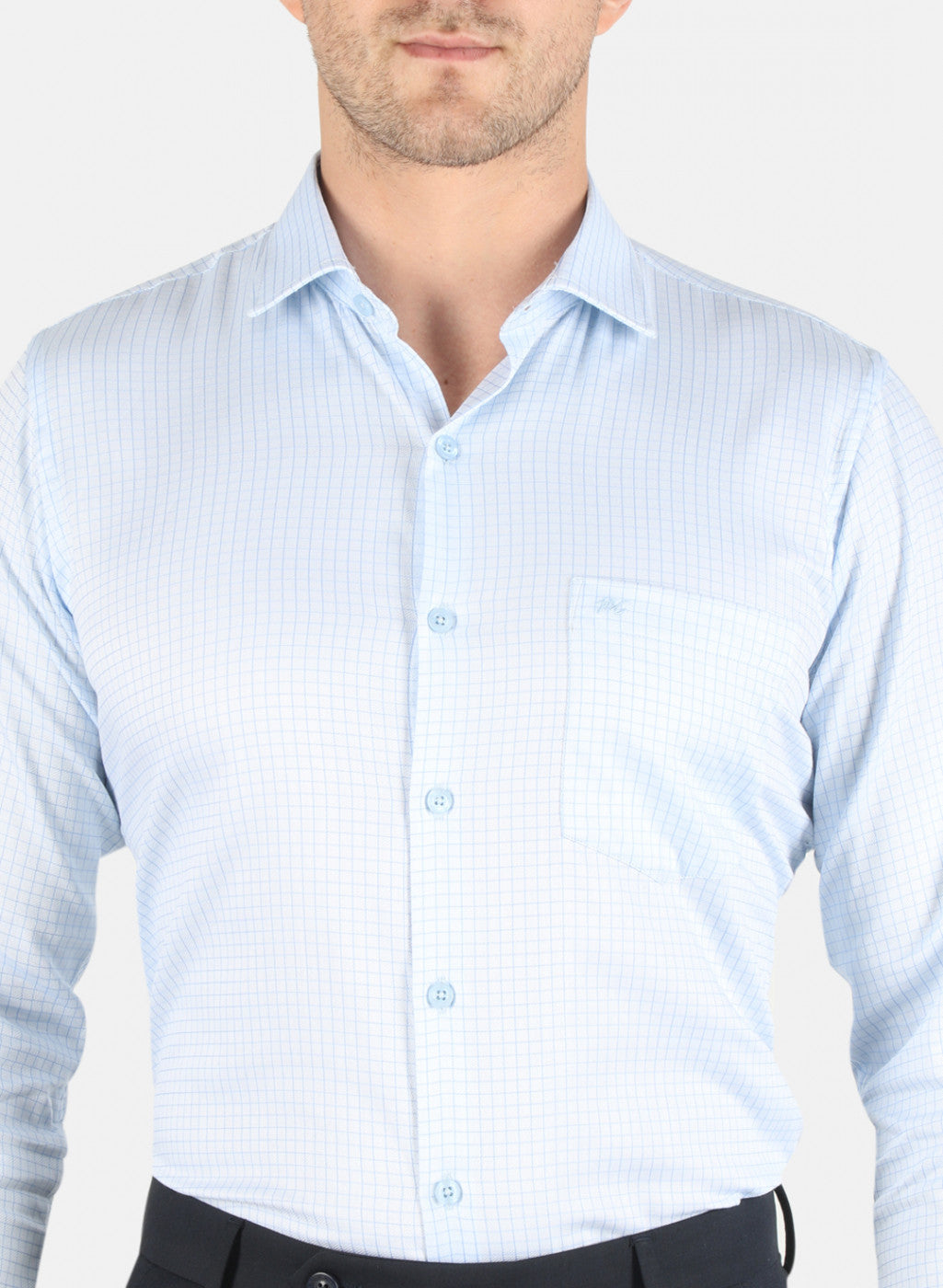 Men Blue Check Shirt