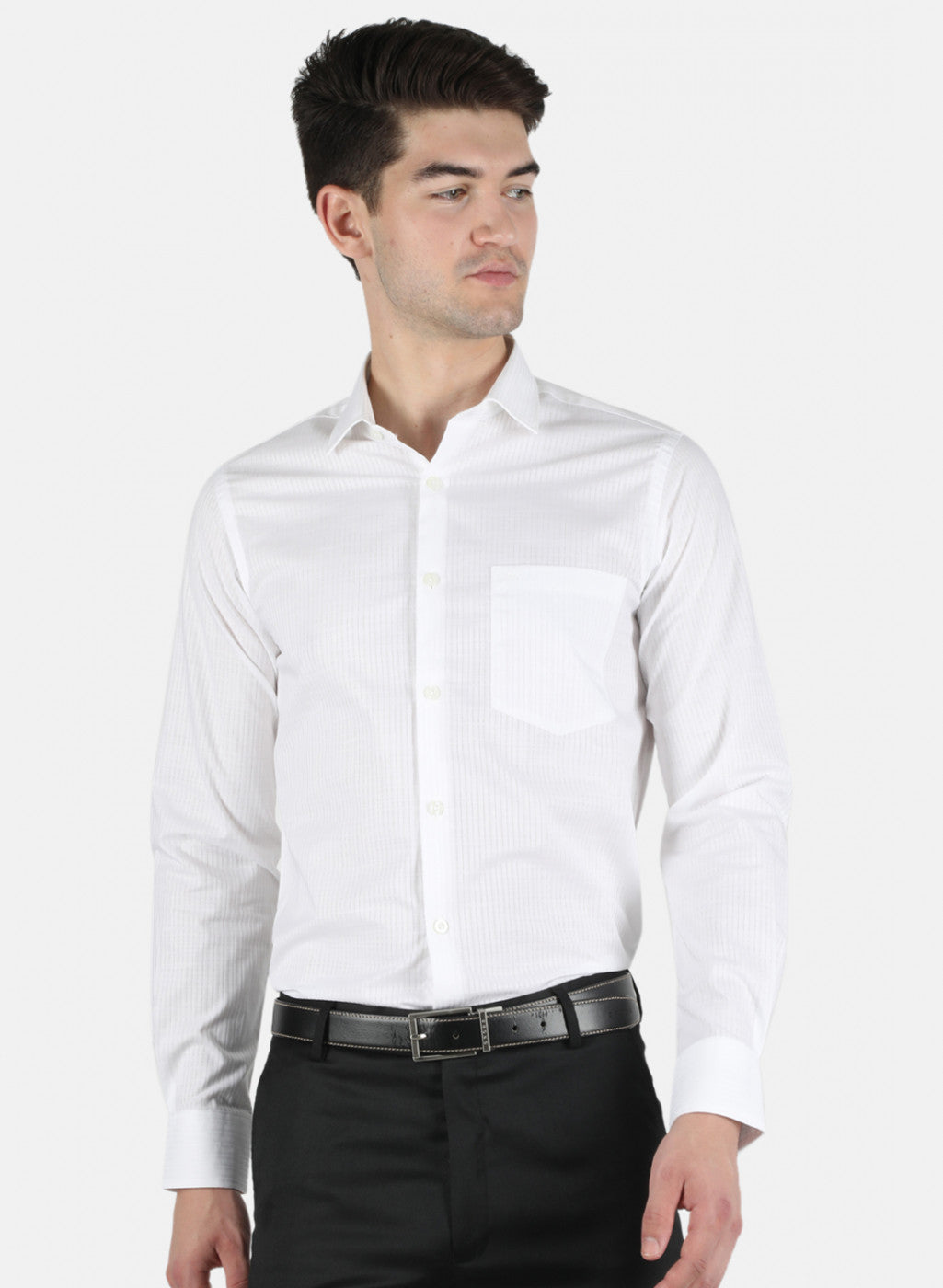 Men White Stripe Shirt