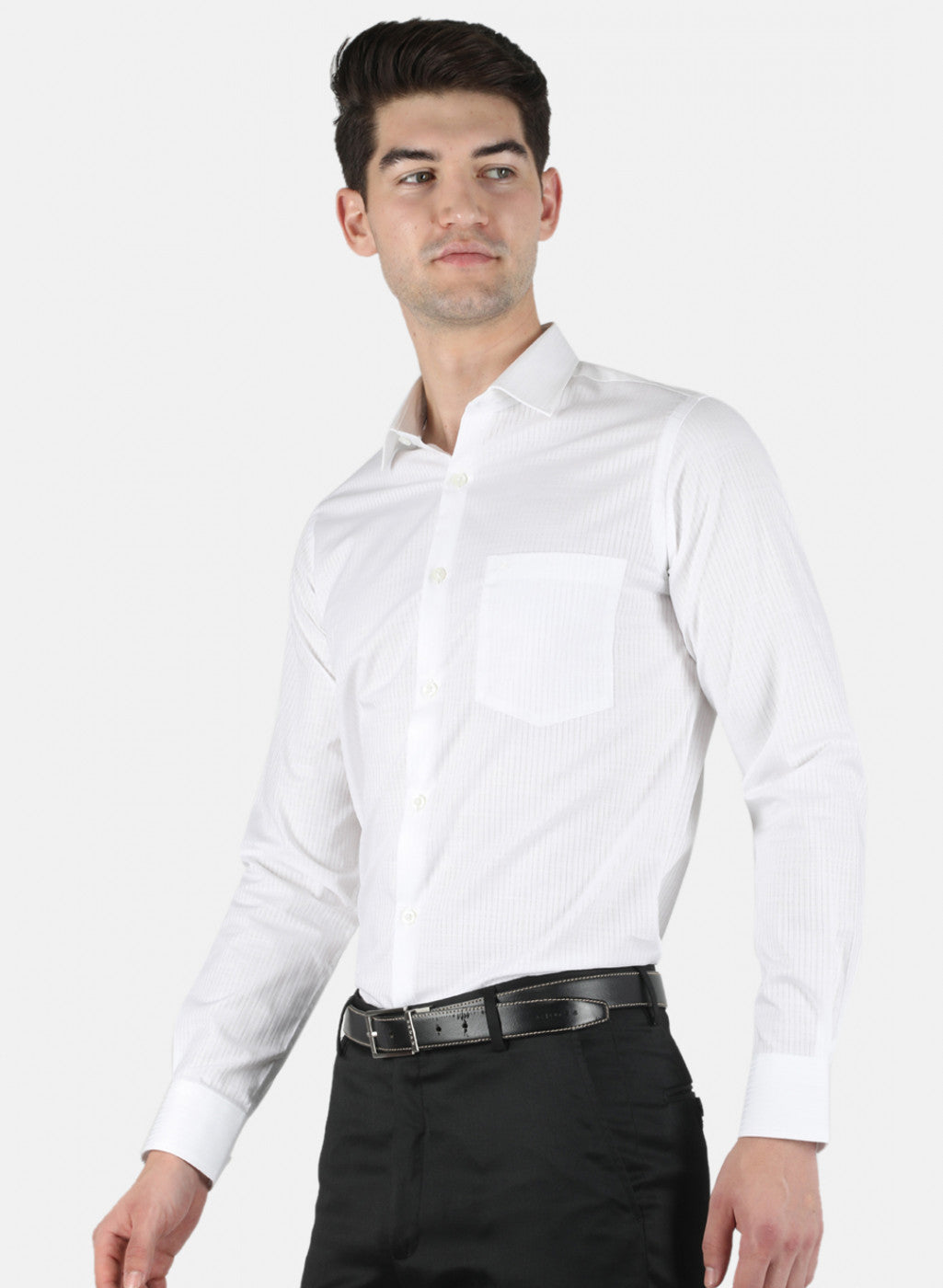 Men White Stripe Shirt