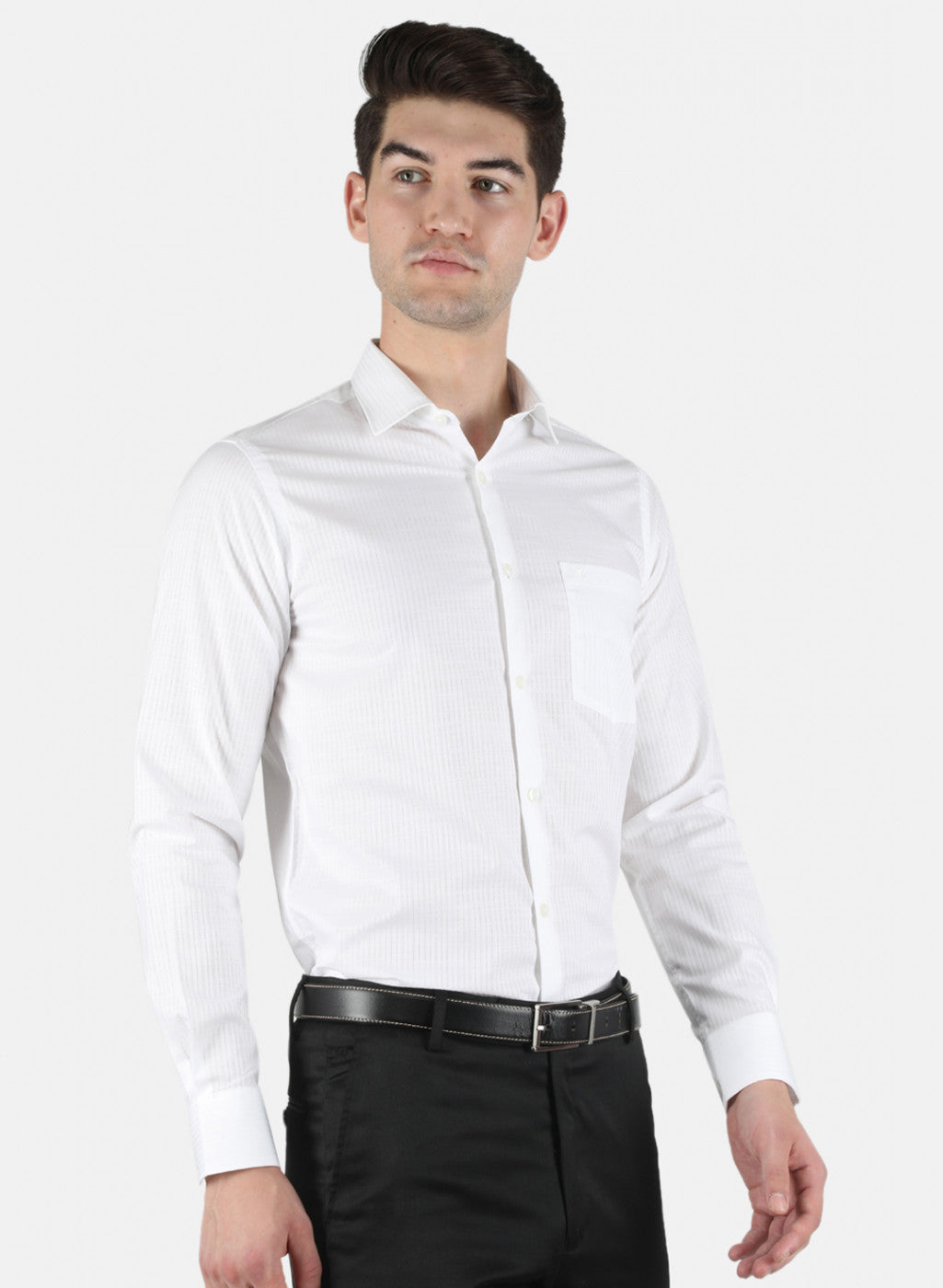 Men White Stripe Shirt