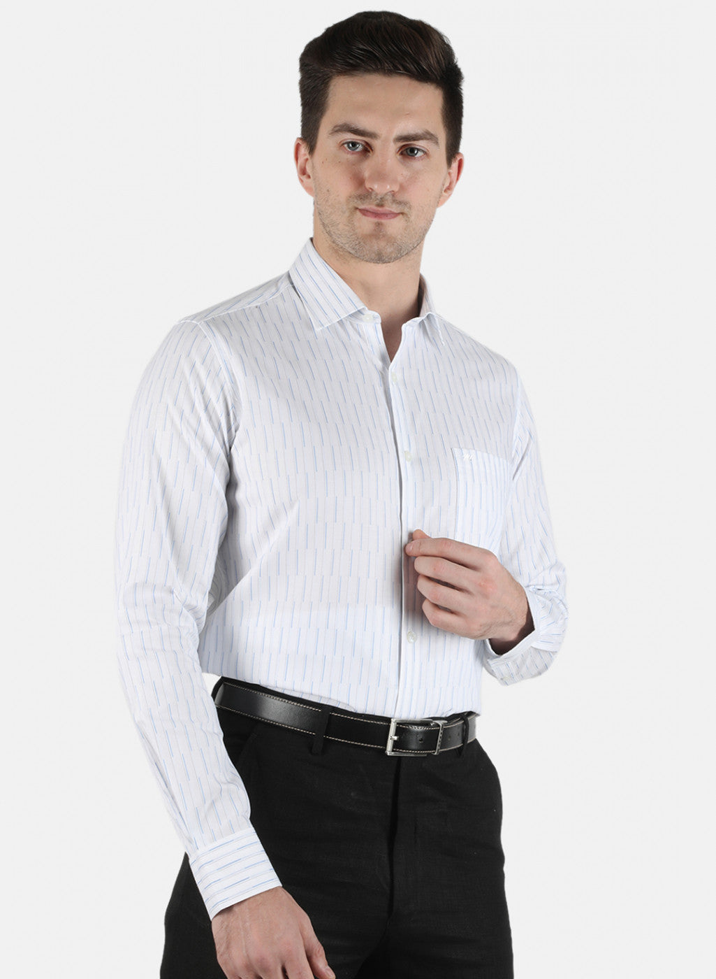 Men Blue Stripe Shirt