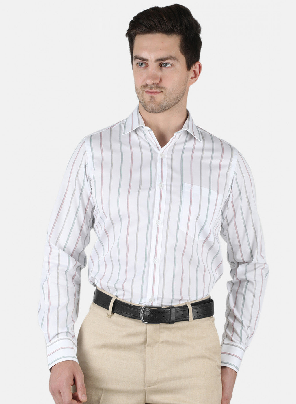 Men White Stripe Shirt