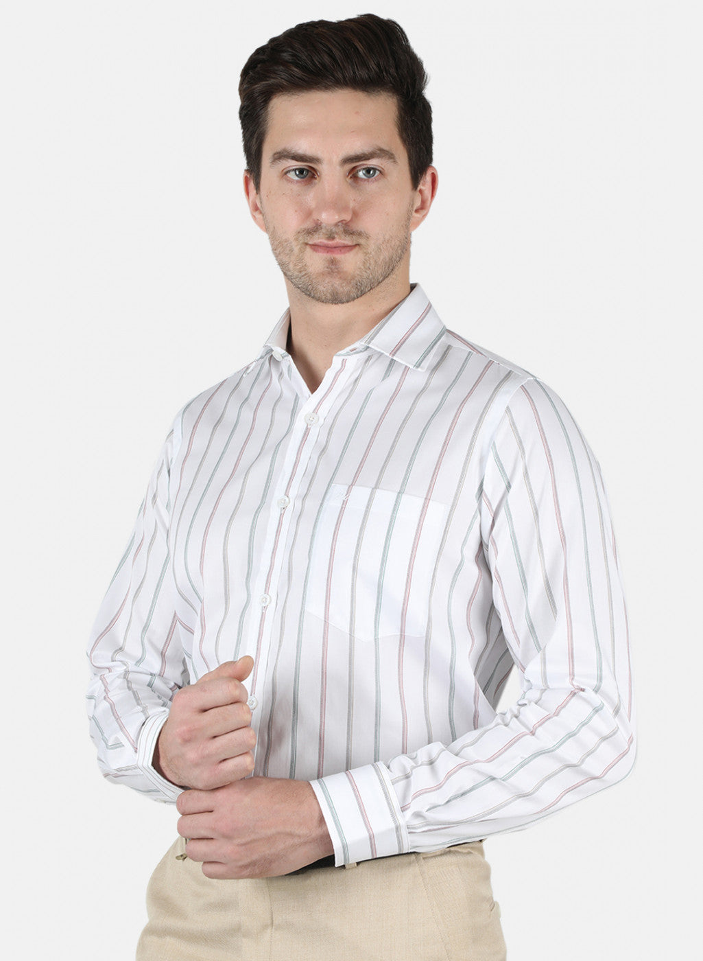 Men White Stripe Shirt