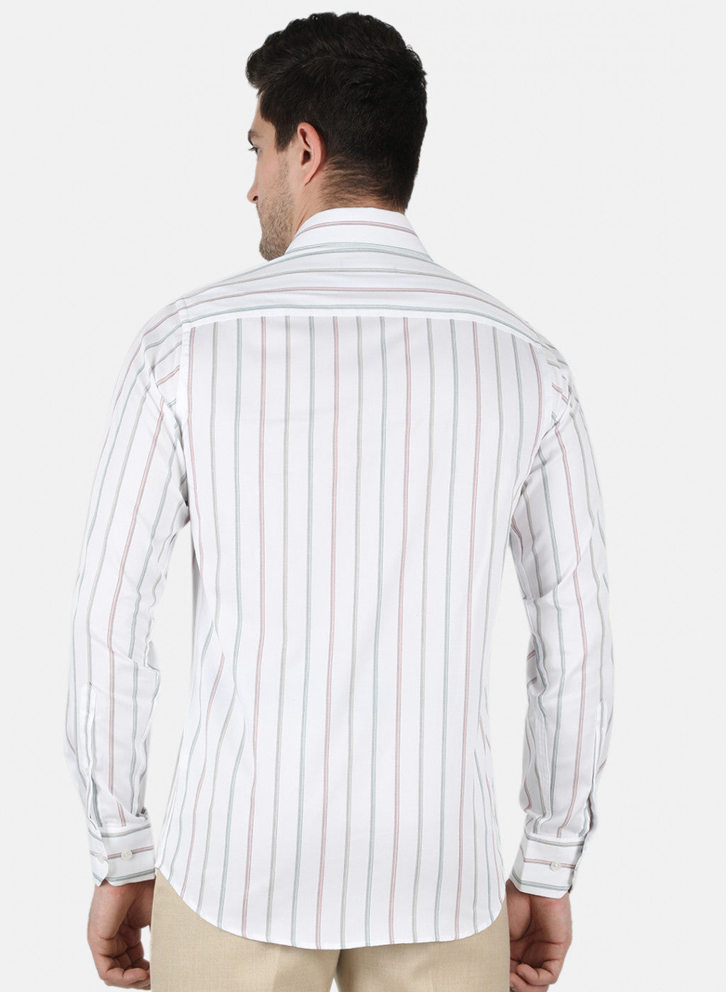 Men White Stripe Shirt