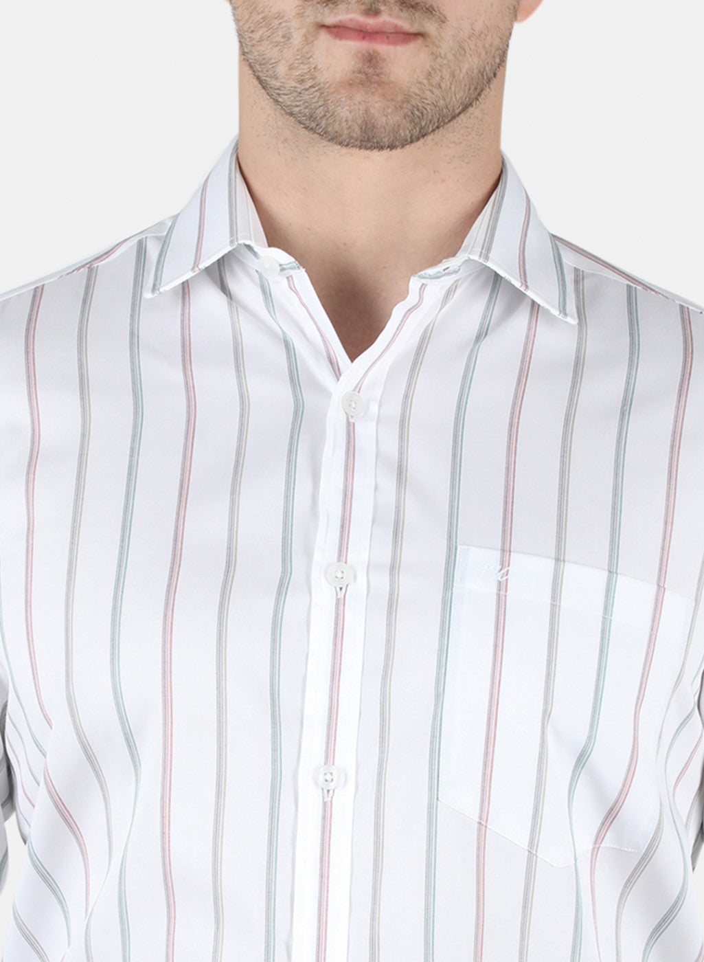 Men White Stripe Shirt