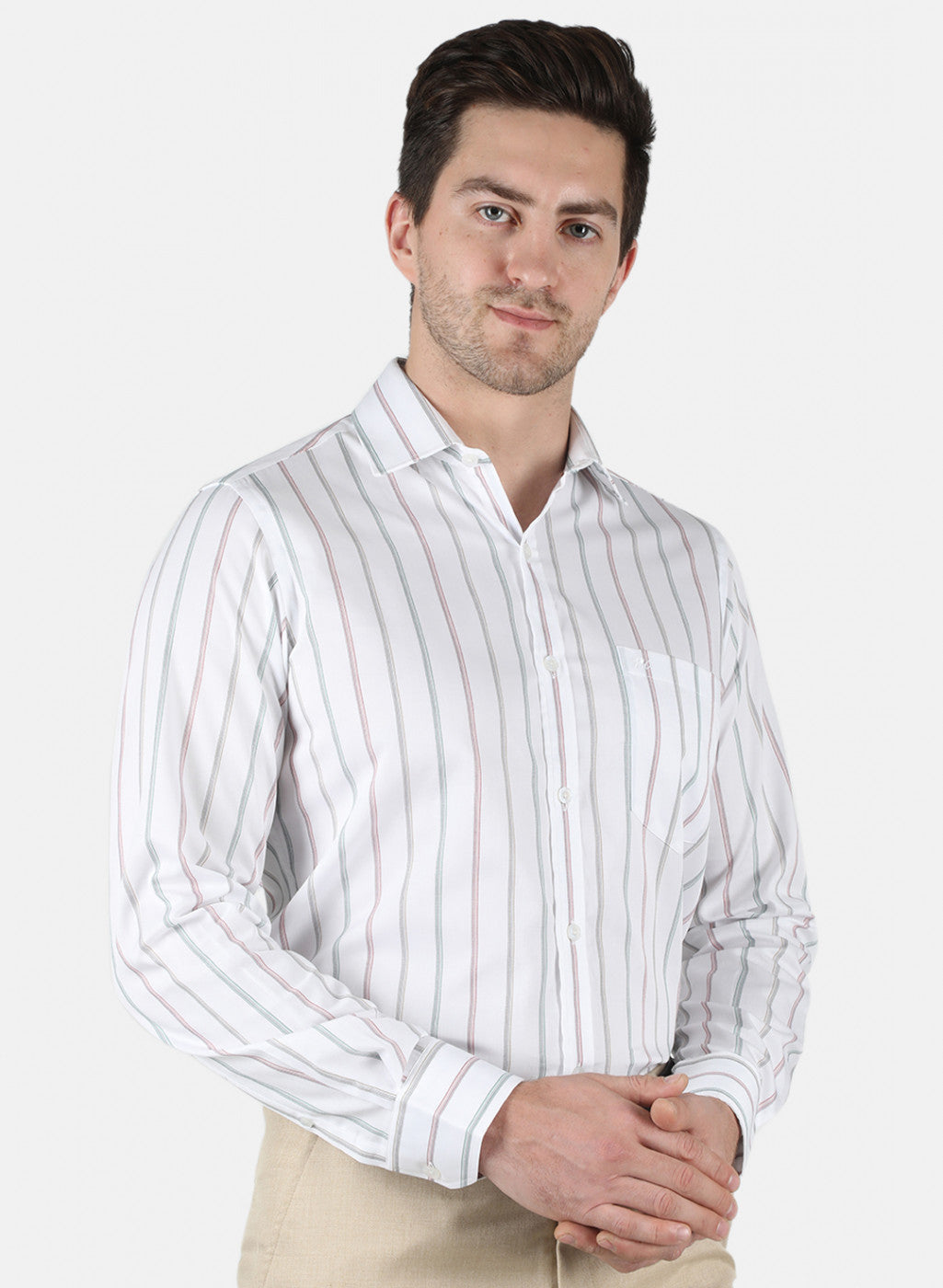 Men White Stripe Shirt