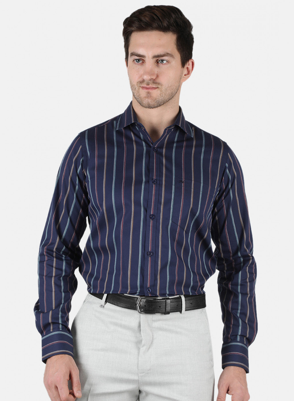 Men NAvy Blue Stripe Shirt