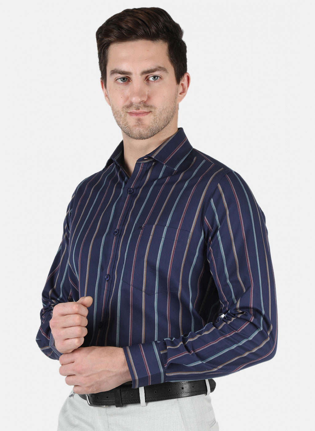 Men NAvy Blue Stripe Shirt