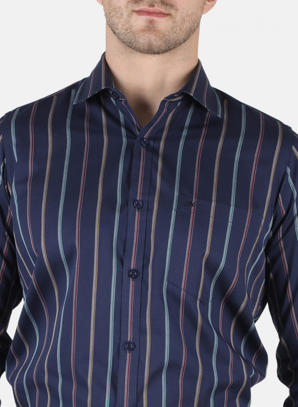 Men NAvy Blue Stripe Shirt