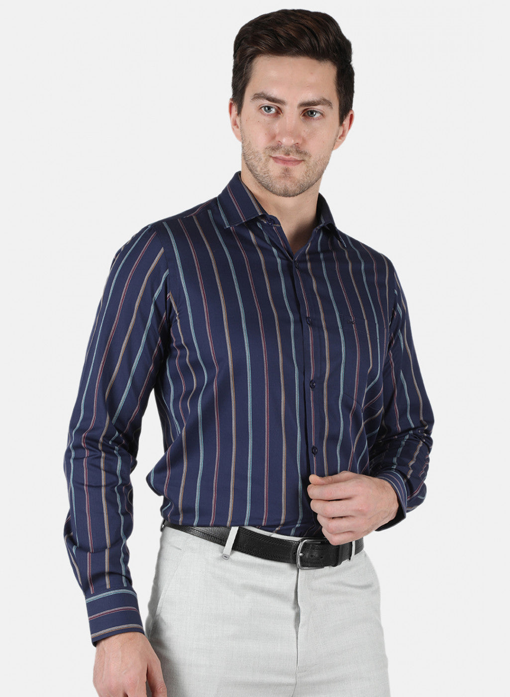 Men NAvy Blue Stripe Shirt