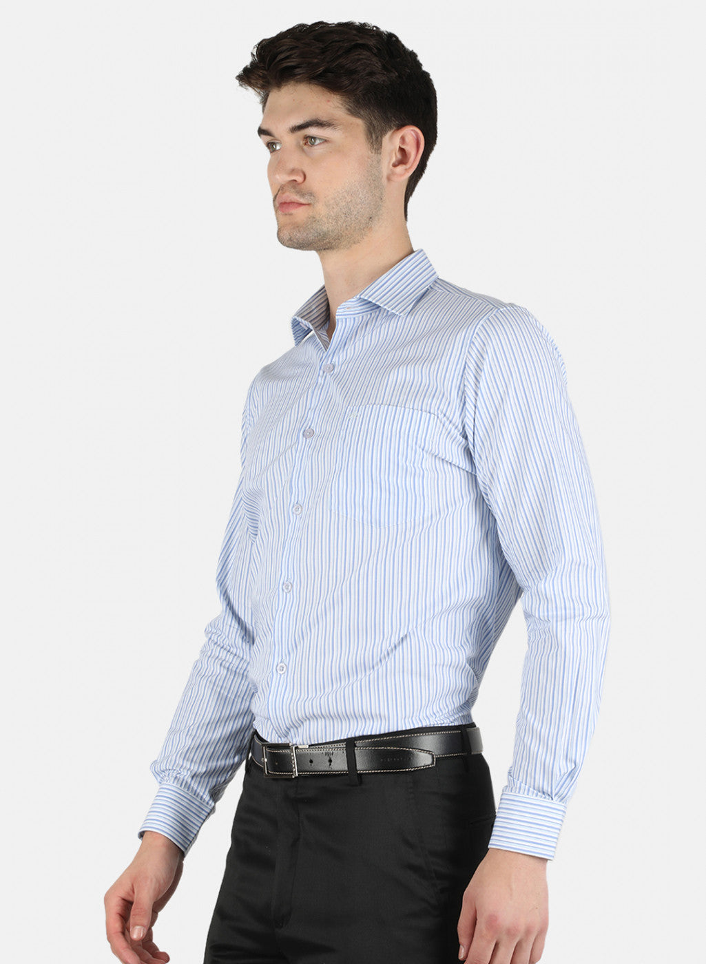 Men Blue Stripe Shirt