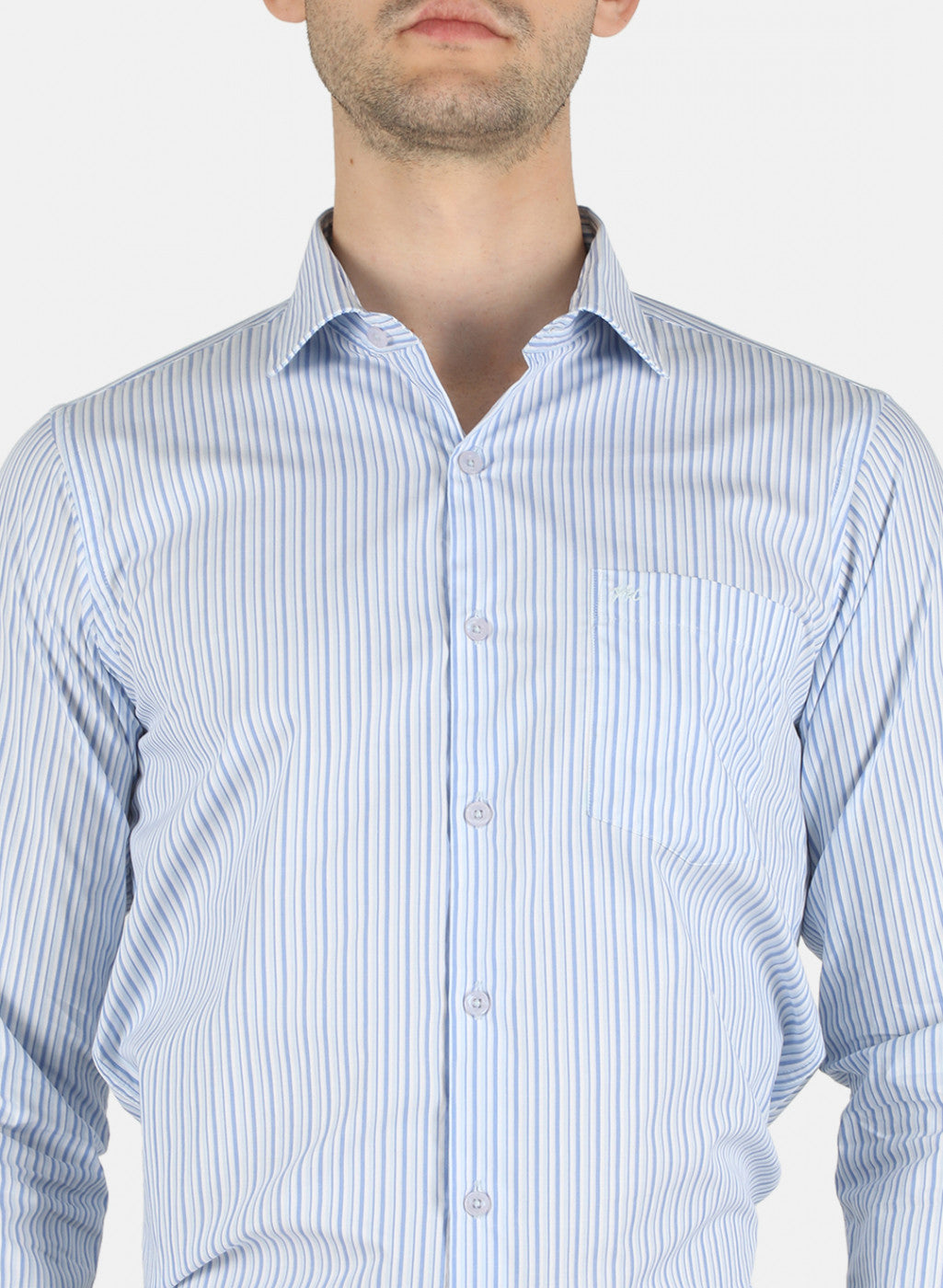 Men Blue Stripe Shirt