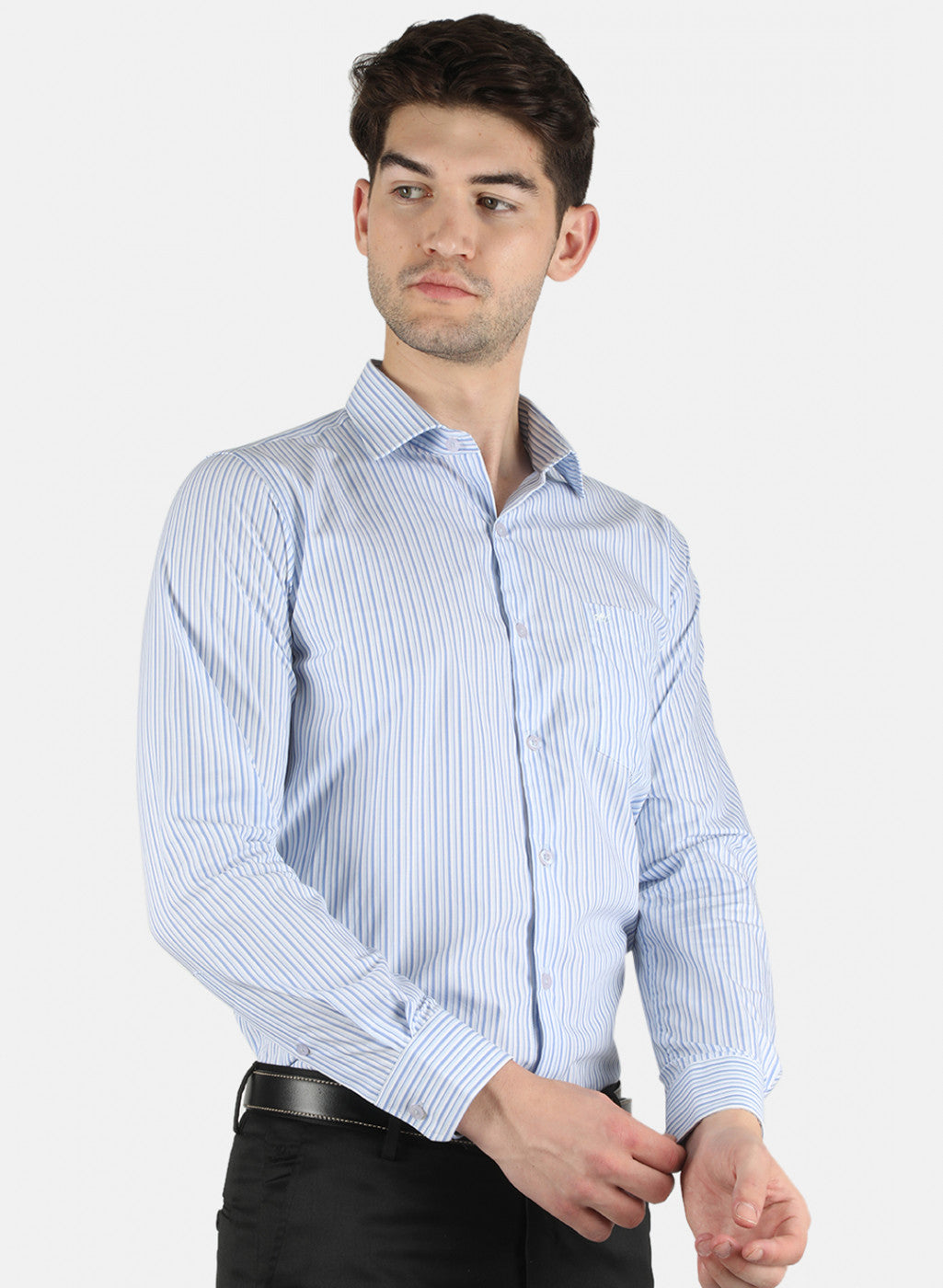 Men Blue Stripe Shirt