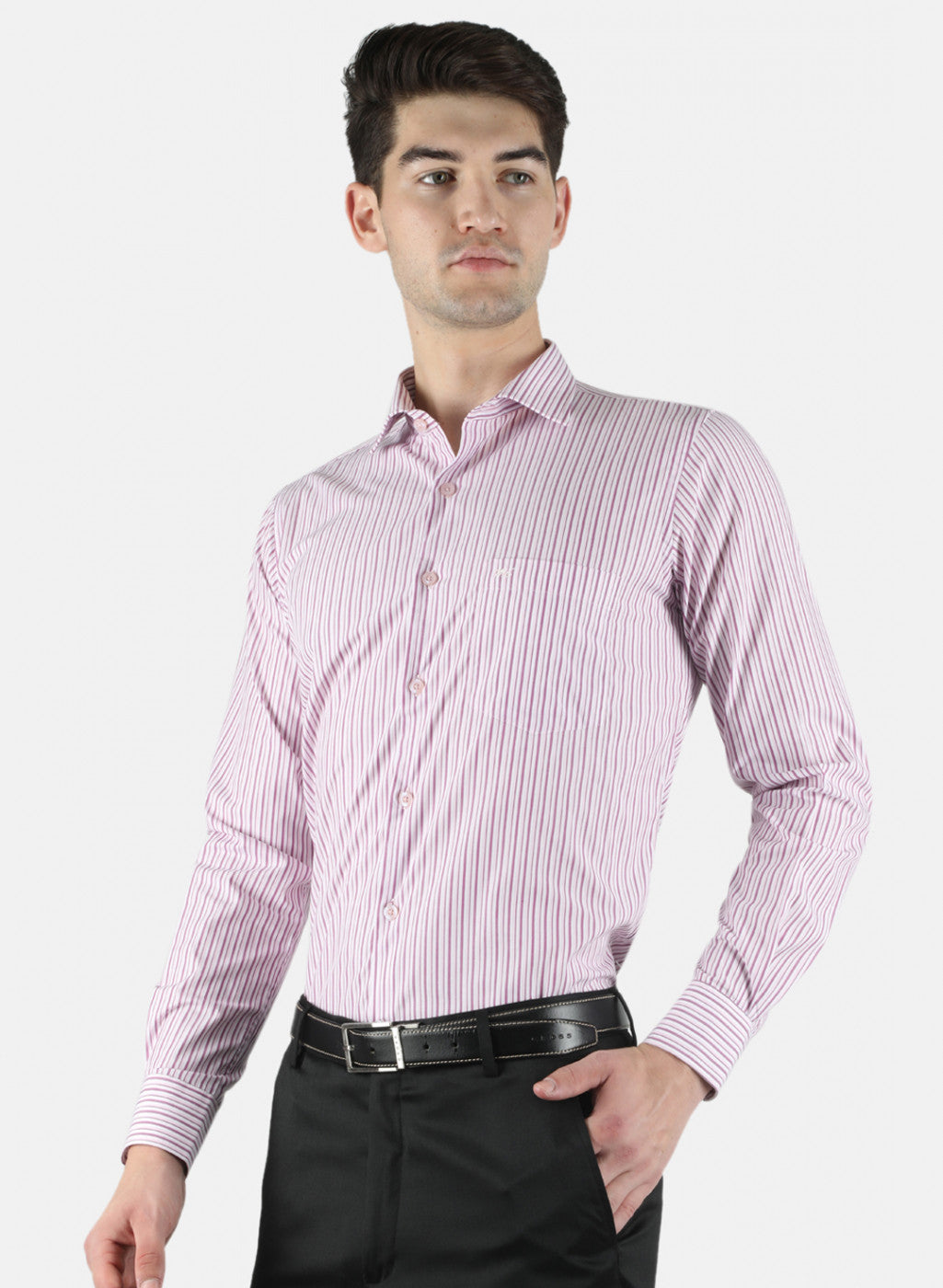 Men Pink Stripe Shirt