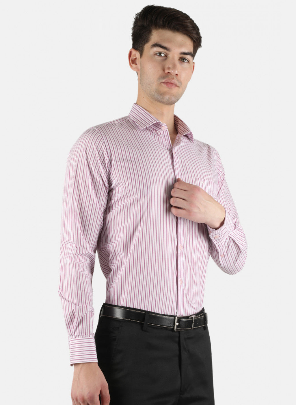 Men Pink Stripe Shirt