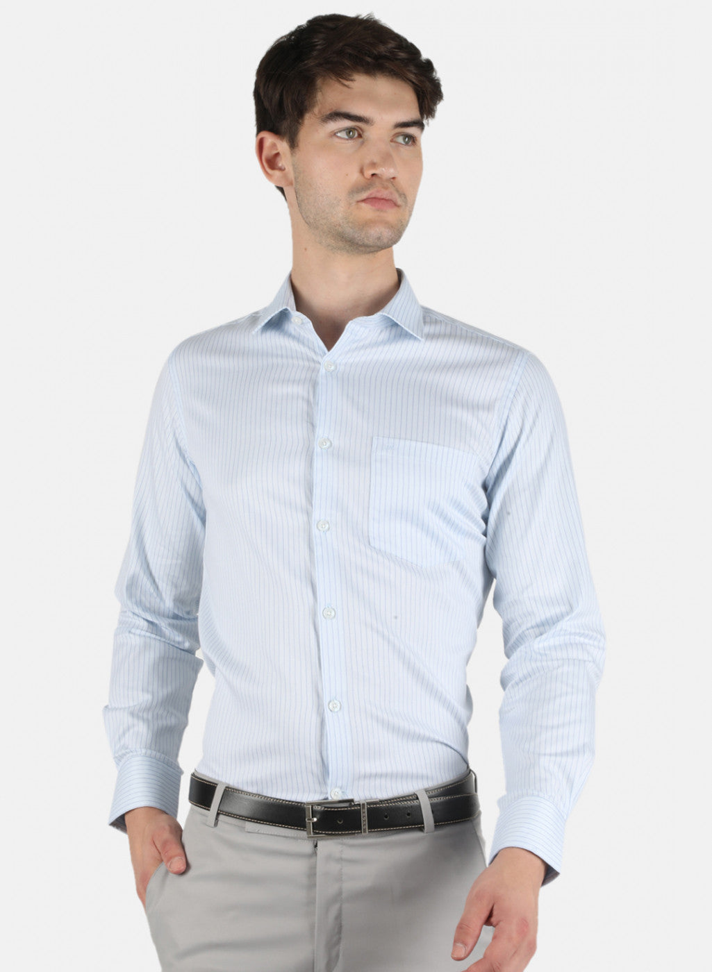 Men Blue Stripe Shirt