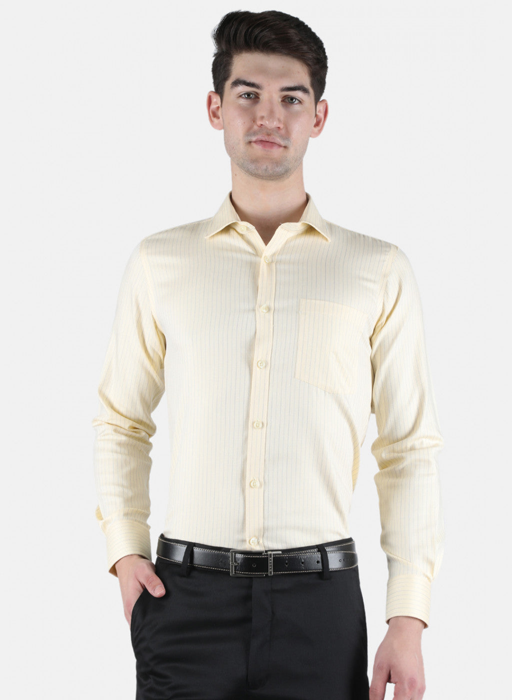 Men Yellow Stripe Shirt