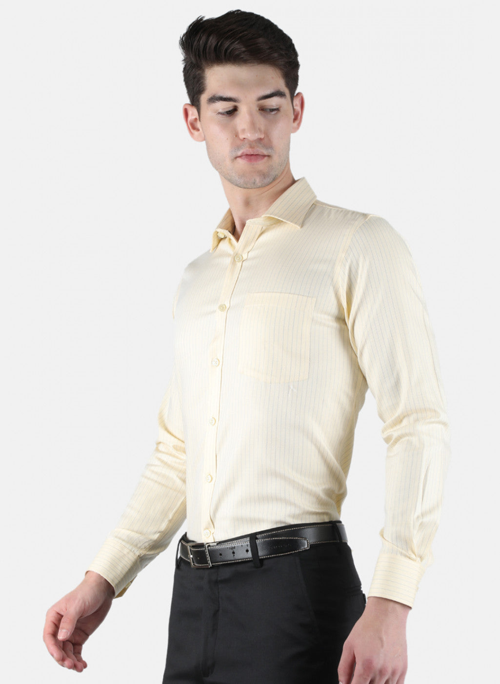 Men Yellow Stripe Shirt