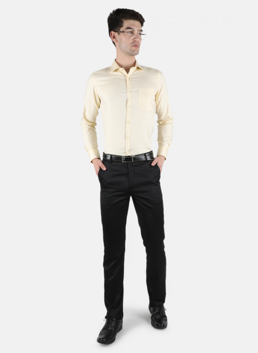 Men Yellow Stripe Shirt