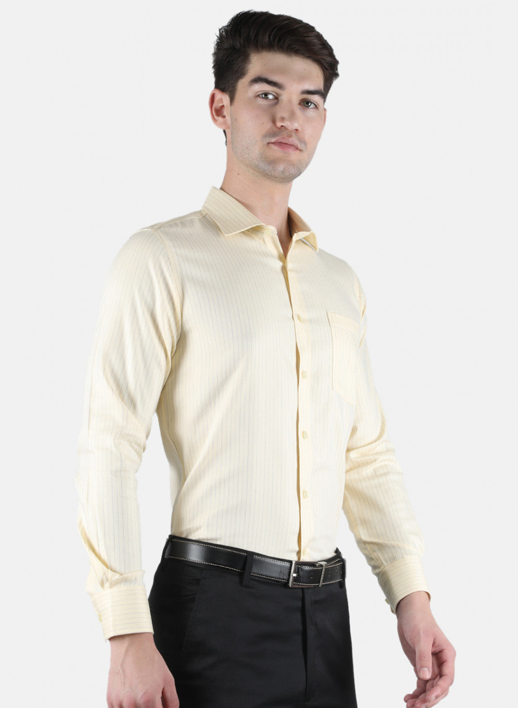 Men Yellow Stripe Shirt