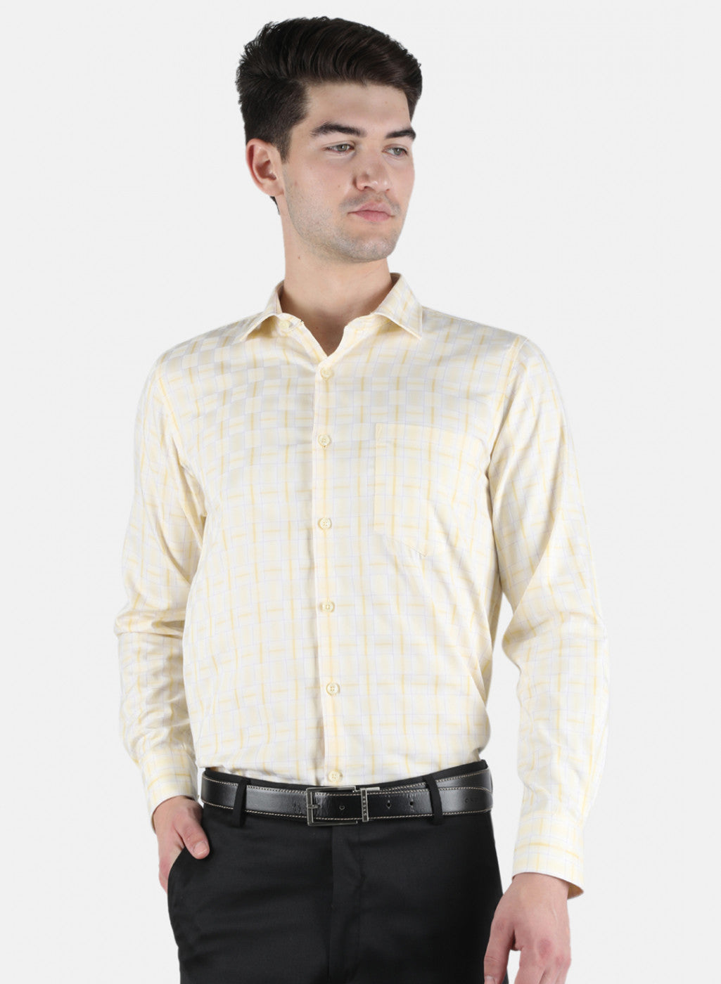 Men Yellow Check Shirt