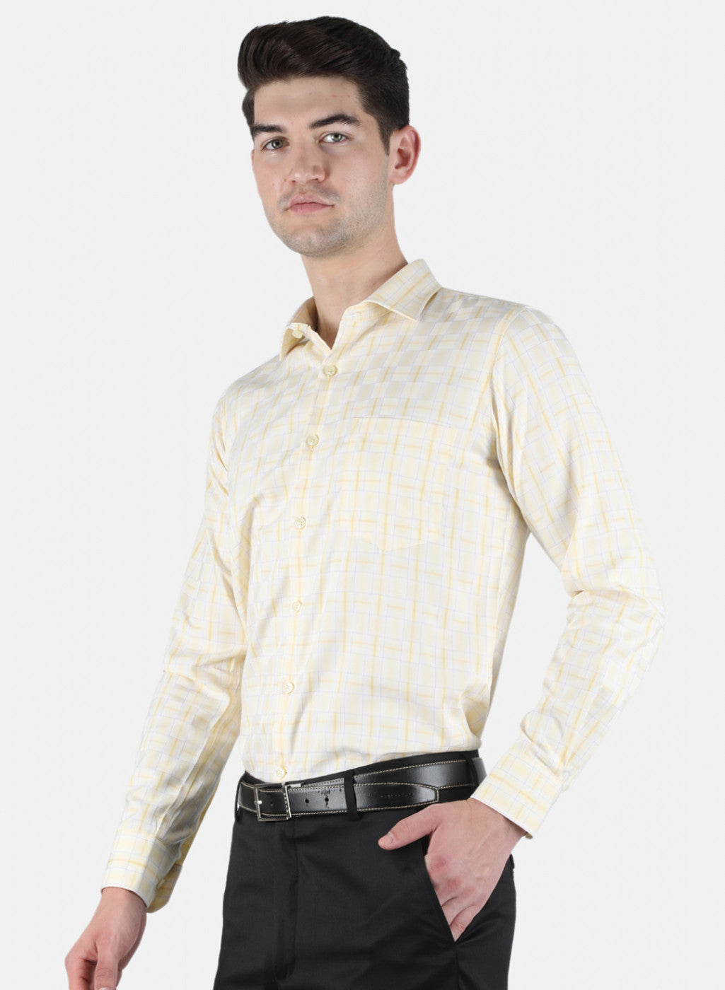 Men Yellow Check Shirt